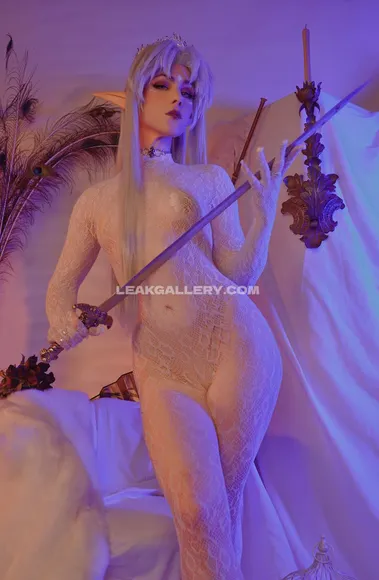 Bukkit Brown Lace Bodysuit Sword Pose OnlyFans Photo Leaked