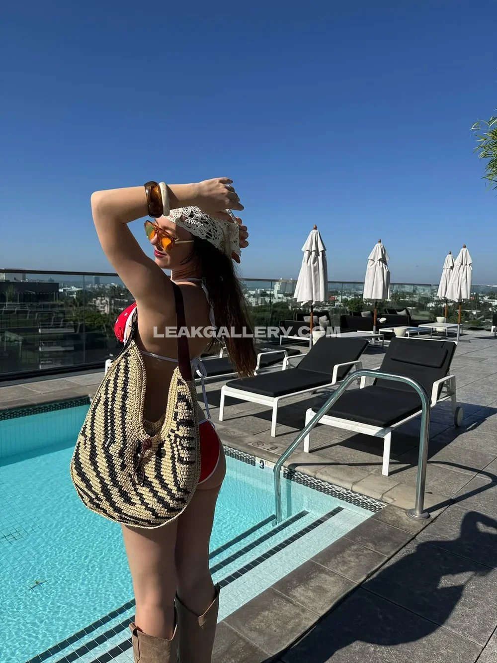 Aleivanovastyle Red Bikini Poolside Pose OnlyFans Photo Leaked