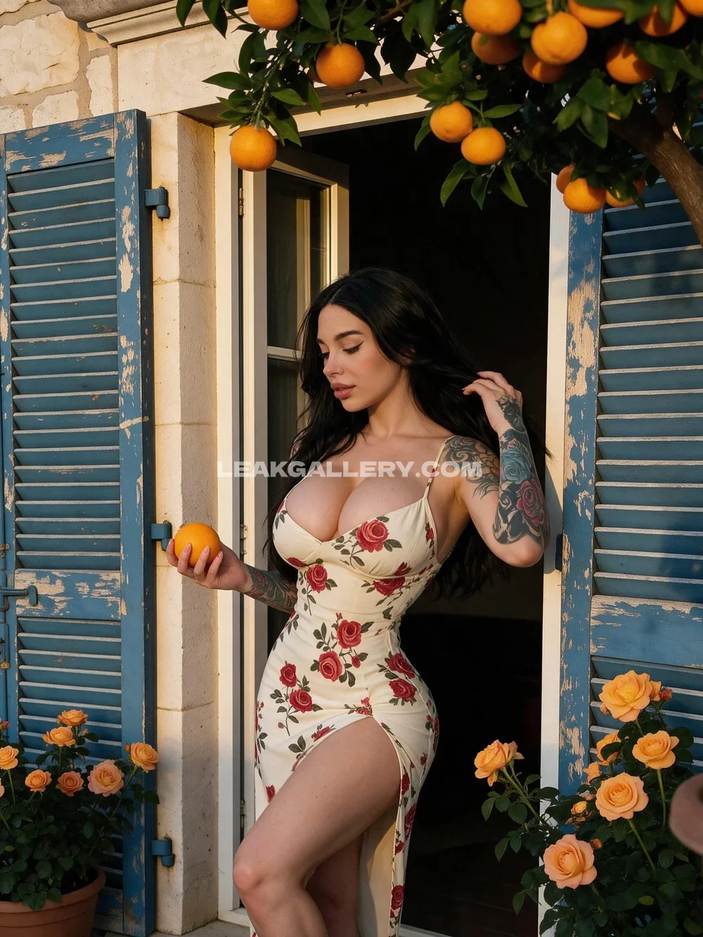 Alex Mucci Floral Dress With Orange OnlyFans Photo Leaked