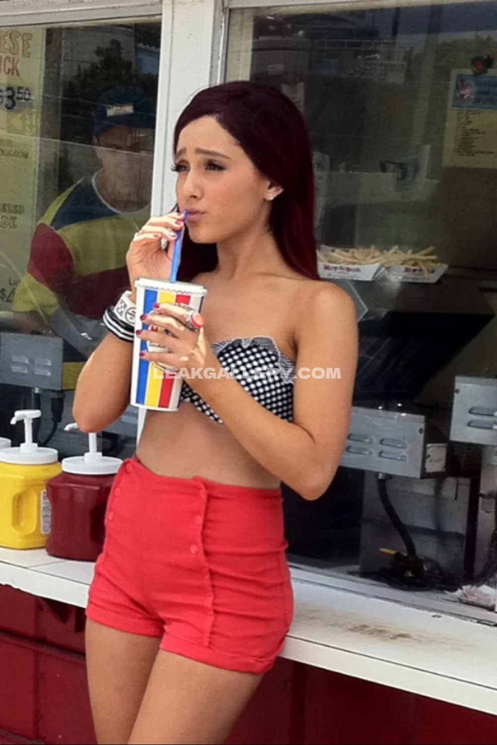Arianagrande Strapless Top Sipping Drink OnlyFans Photo Leaked