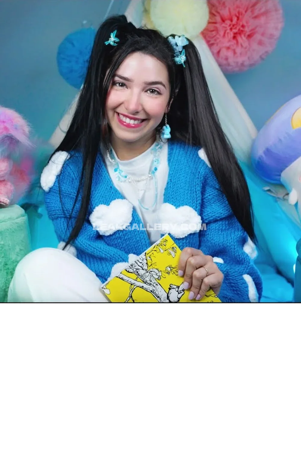 Asmrglow Blue Cardigan Smiling Pose OnlyFans Photo Leaked
