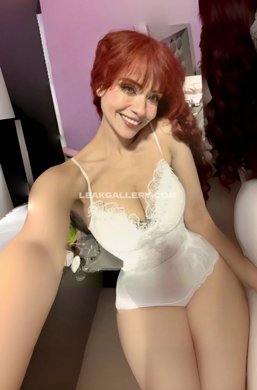 Belladuenas White Lace Bodysuit Selfie OnlyFans Photo Leaked