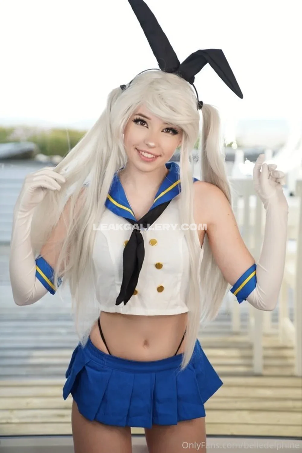 Belle Delphine Bunny Ears Schoolgirl Outfit OnlyFans Photo Leaked