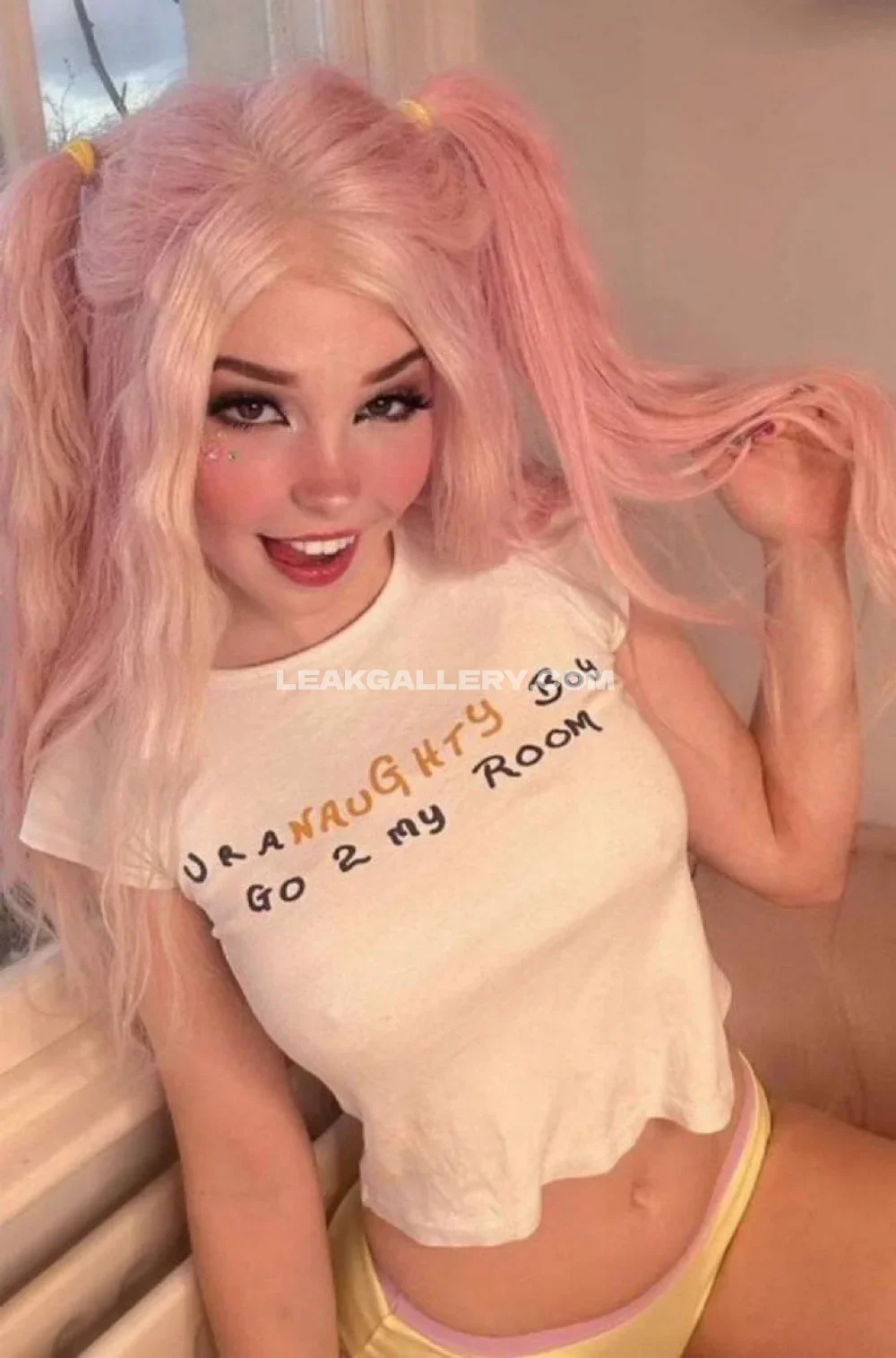 Belle Delphine Pink Pigtails Tease OnlyFans Photo Leaked