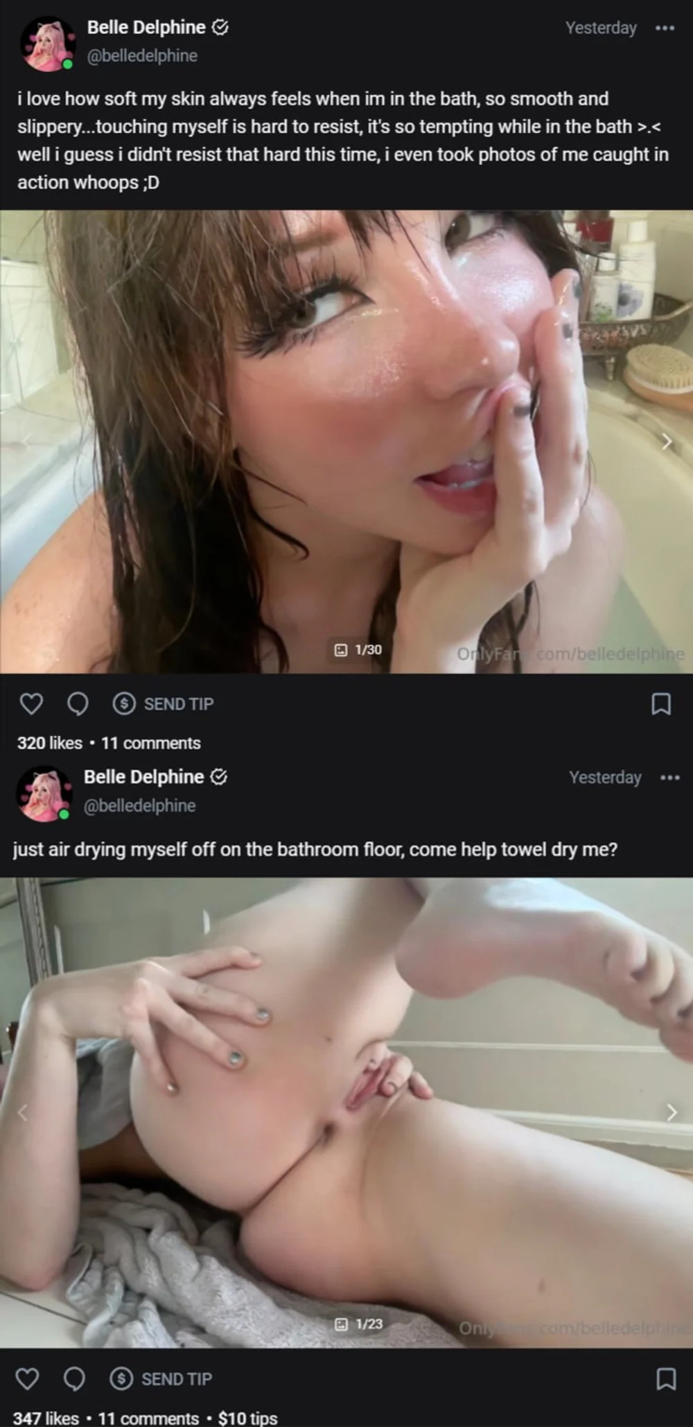 Belle Delphine Naked Bath Selfie OnlyFans Photo Leaked