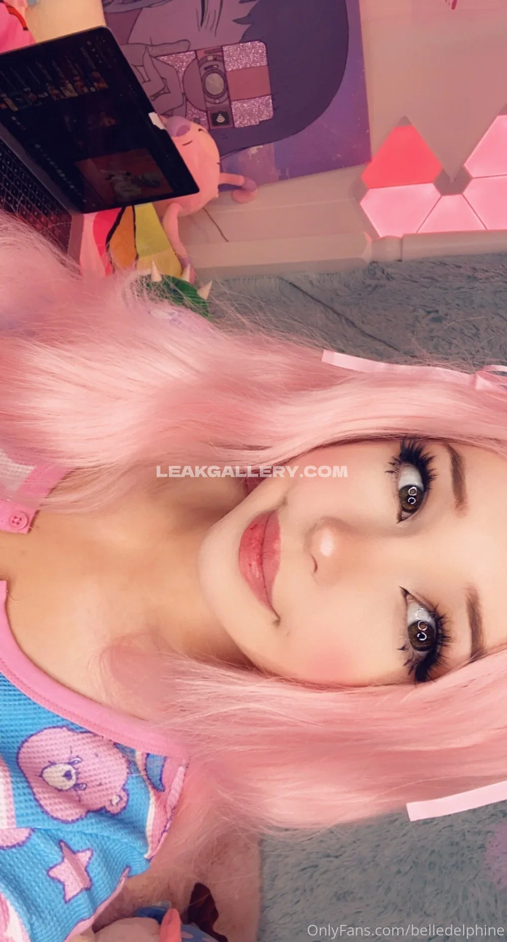 Belle Delphine Pink Hair Pajama Tease OnlyFans Photo Leaked