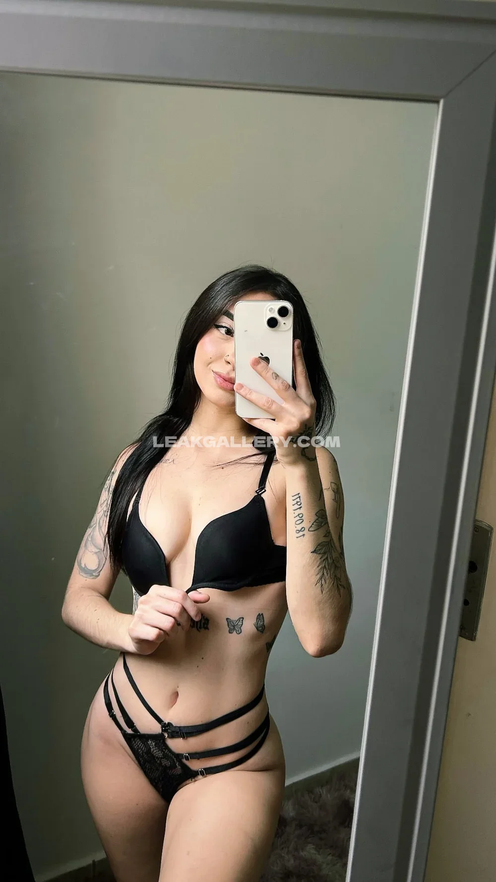 Bianchingrid Black Lingerie Mirror Selfie OnlyFans Photo Leaked