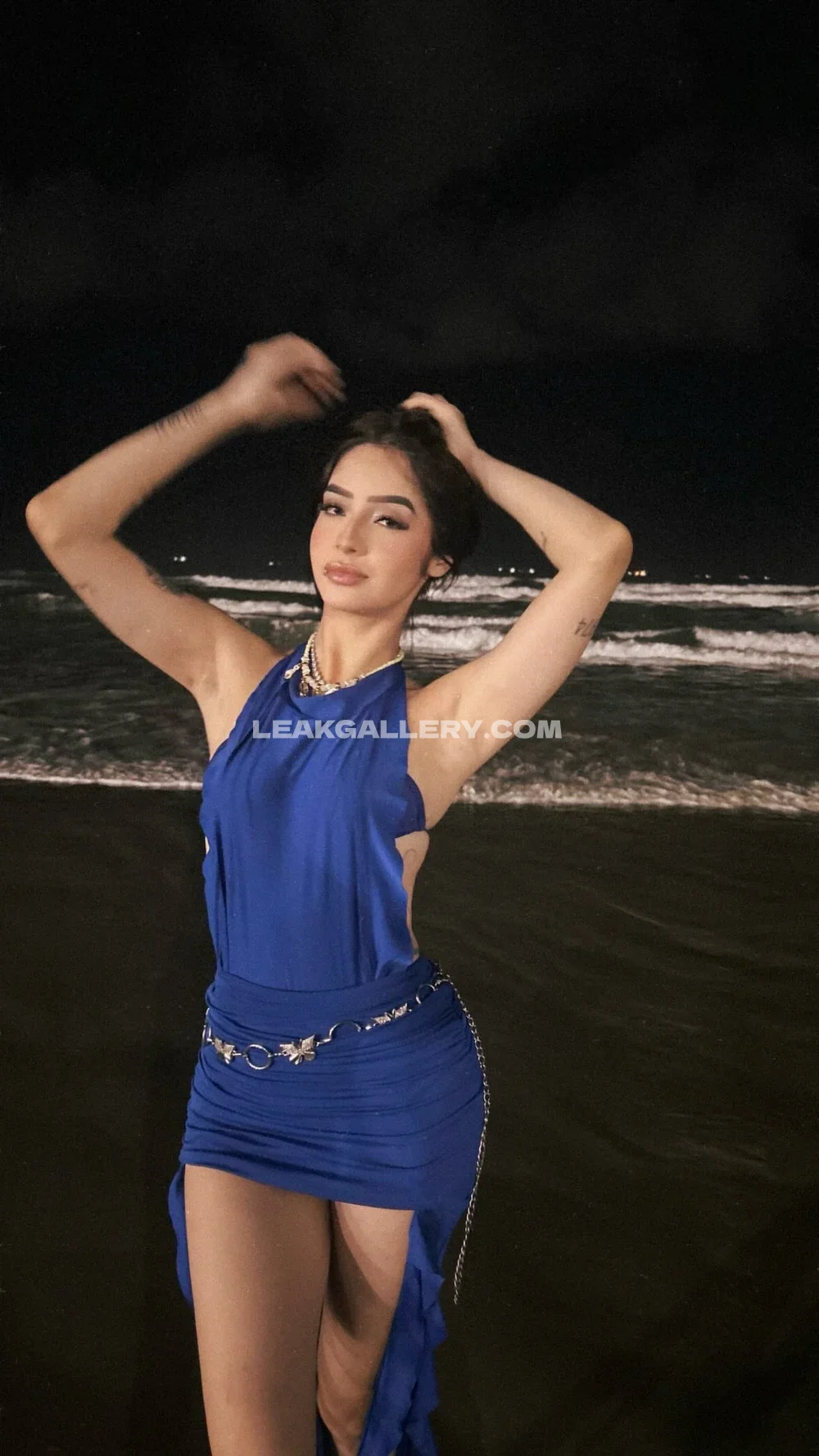 Bianchingrid Blue Dress Beach Pose OnlyFans Photo Leaked