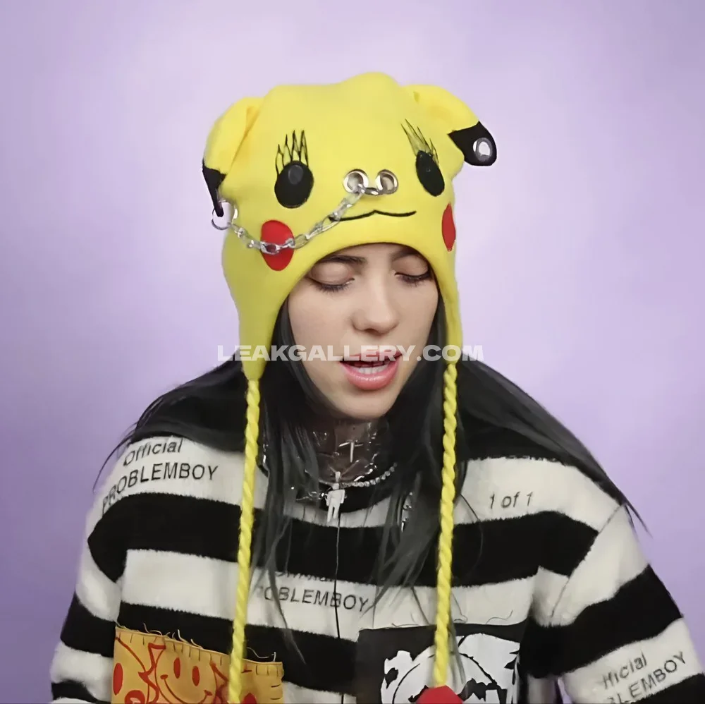 Billie_eilish Pikachu Hat Striped Sweater OnlyFans Photo Leaked