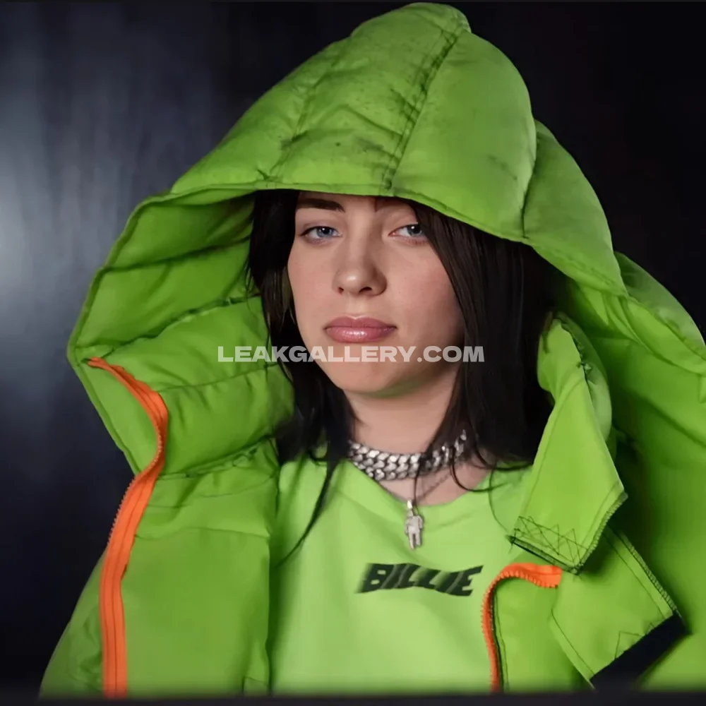 Billie_eilish Hooded Green Jacket Pose OnlyFans Photo Leaked