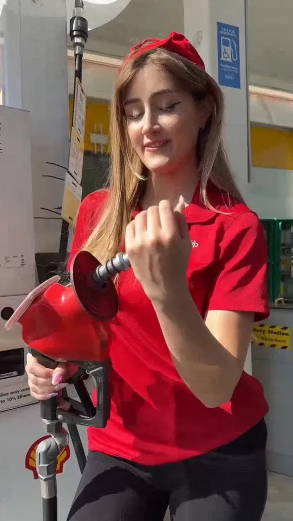 Bronwinaurora Red Uniform Gas Pump Tease OnlyFans Video Leaked