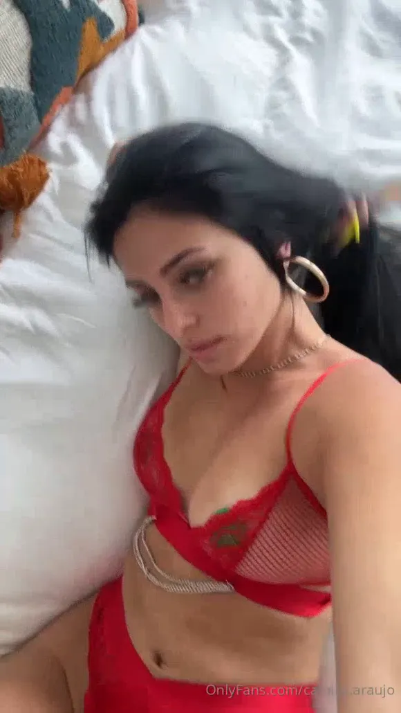 Camillaaraujo Red Lingerie Bed Pose OnlyFans Video Leaked