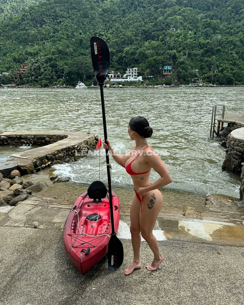 Danik Michell Red Bikini Kayak Pose OnlyFans Photo Leaked
