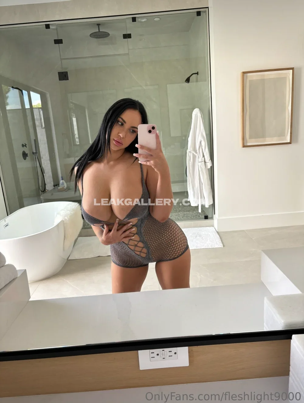 Fleshlight9000 Fishnet Bodysuit Mirror Selfie OnlyFans Photo Leaked