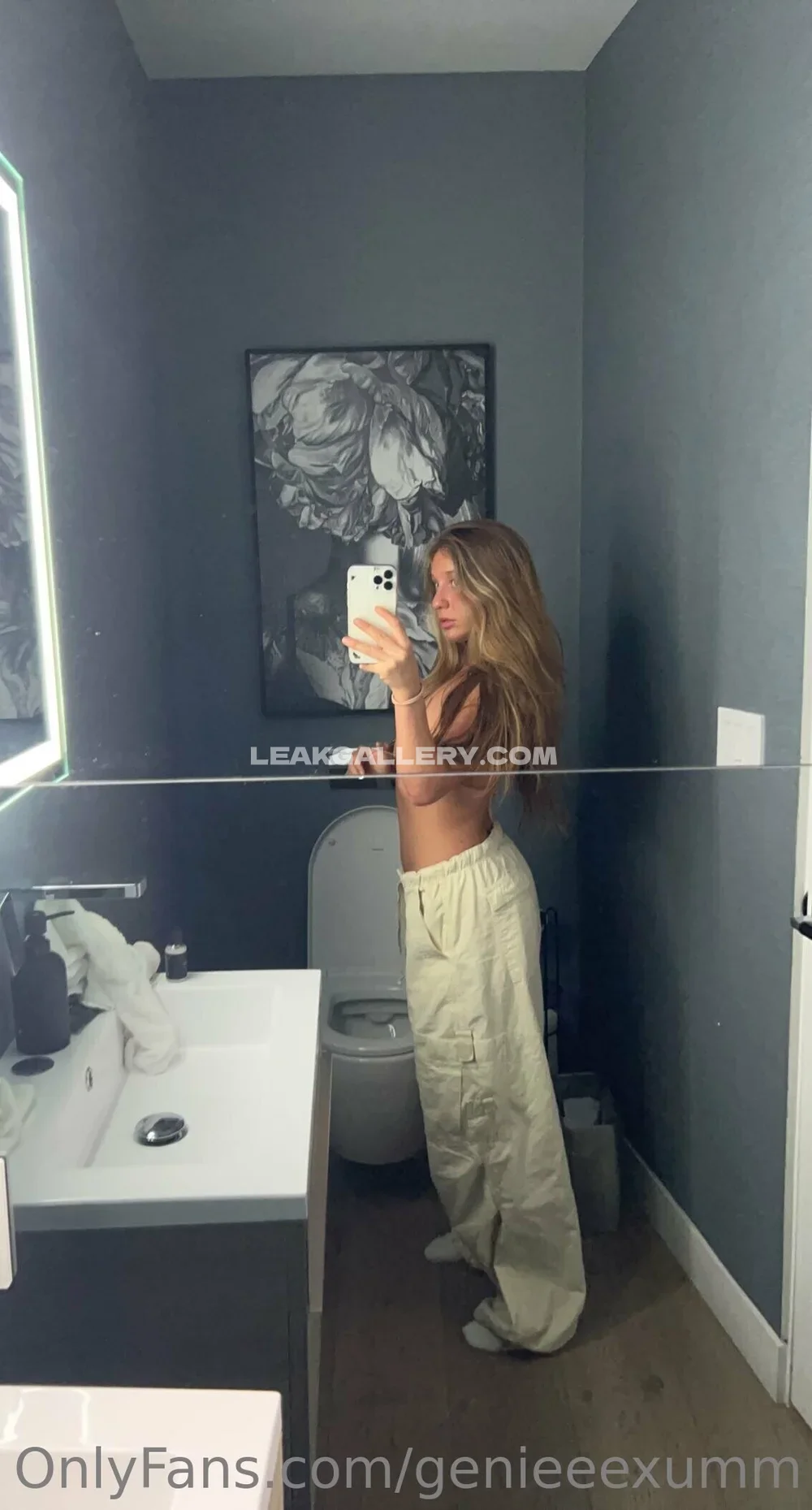 Genieeexumm Topless Mirror Selfie OnlyFans Photo Leaked