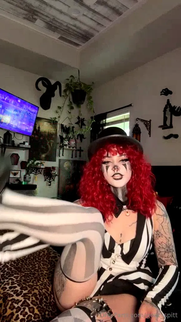 Goat_spitt Red Hair Striped Dress Pose OnlyFans Video Leaked