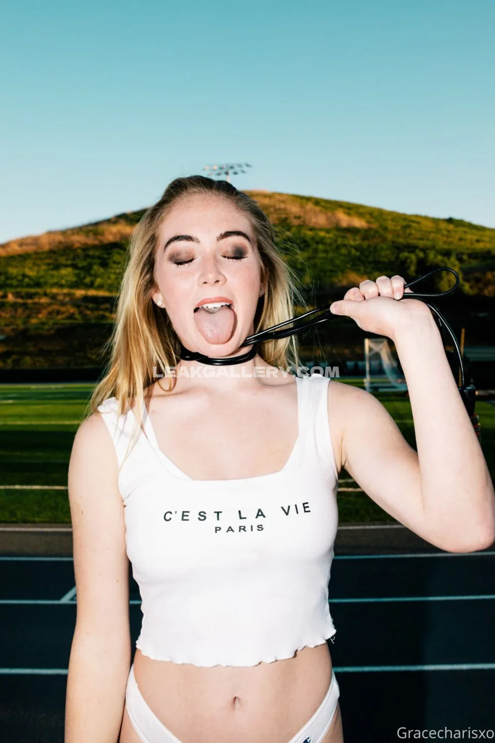 Gracecharis Tongue Out Choker Tease OnlyFans Photo Leaked