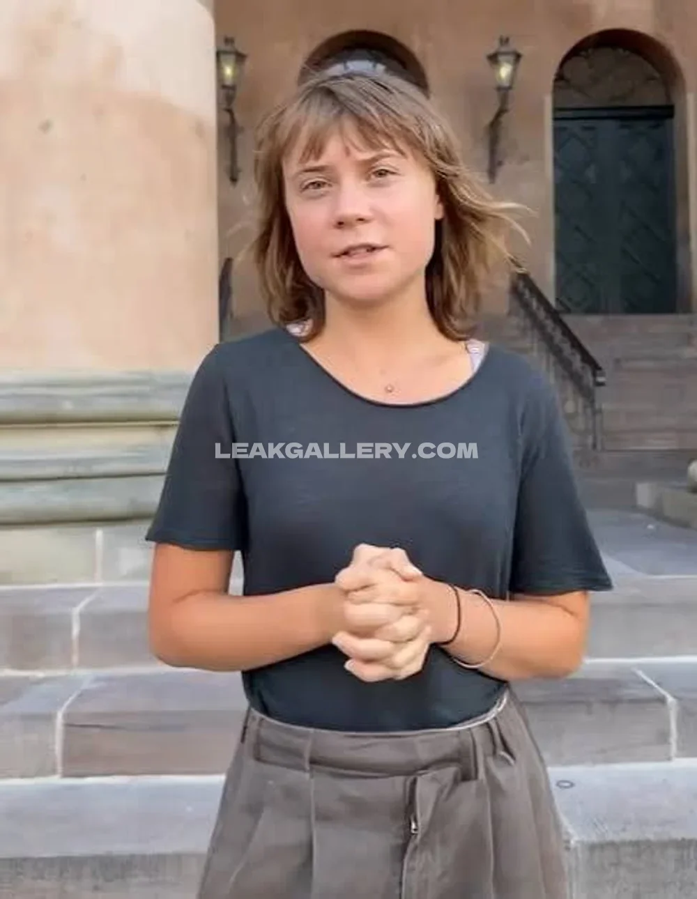 Gretathunberg Standing In Black T-Shirt OnlyFans Photo Leaked