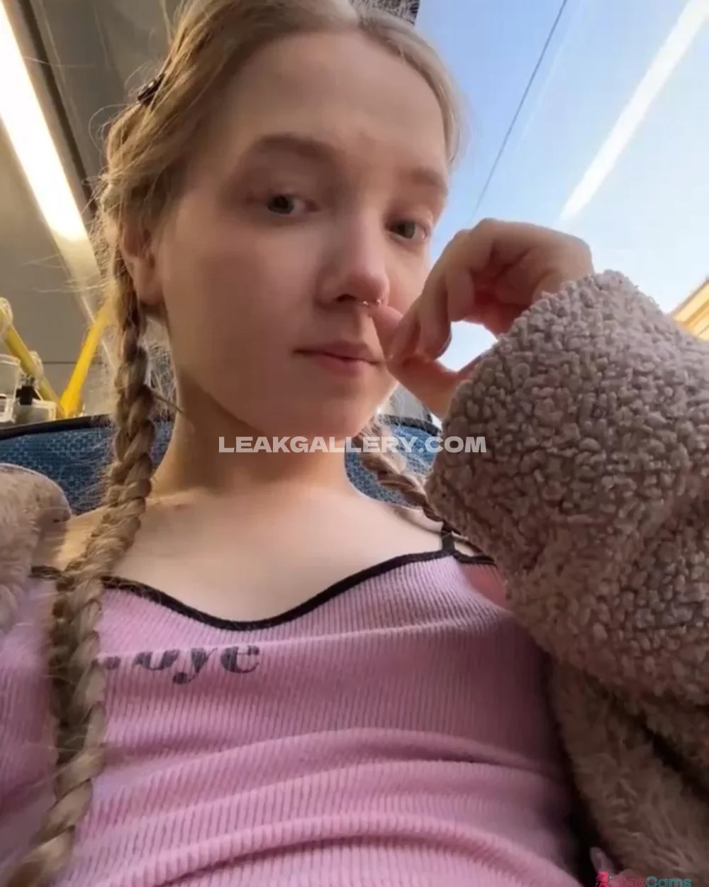 Hei.bambii Pink Top Braided Hair OnlyFans Photo Leaked
