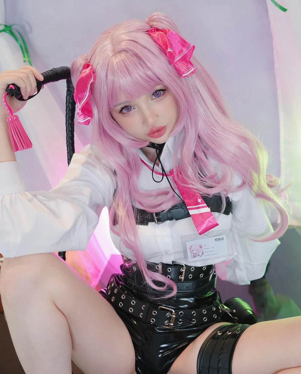 Hidorirose Pink Wig Schoolgirl Pose OnlyFans Photo Leaked