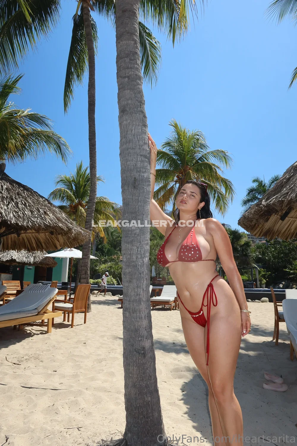Iheartsarita Red Bikini Beach Pose OnlyFans Photo Leaked