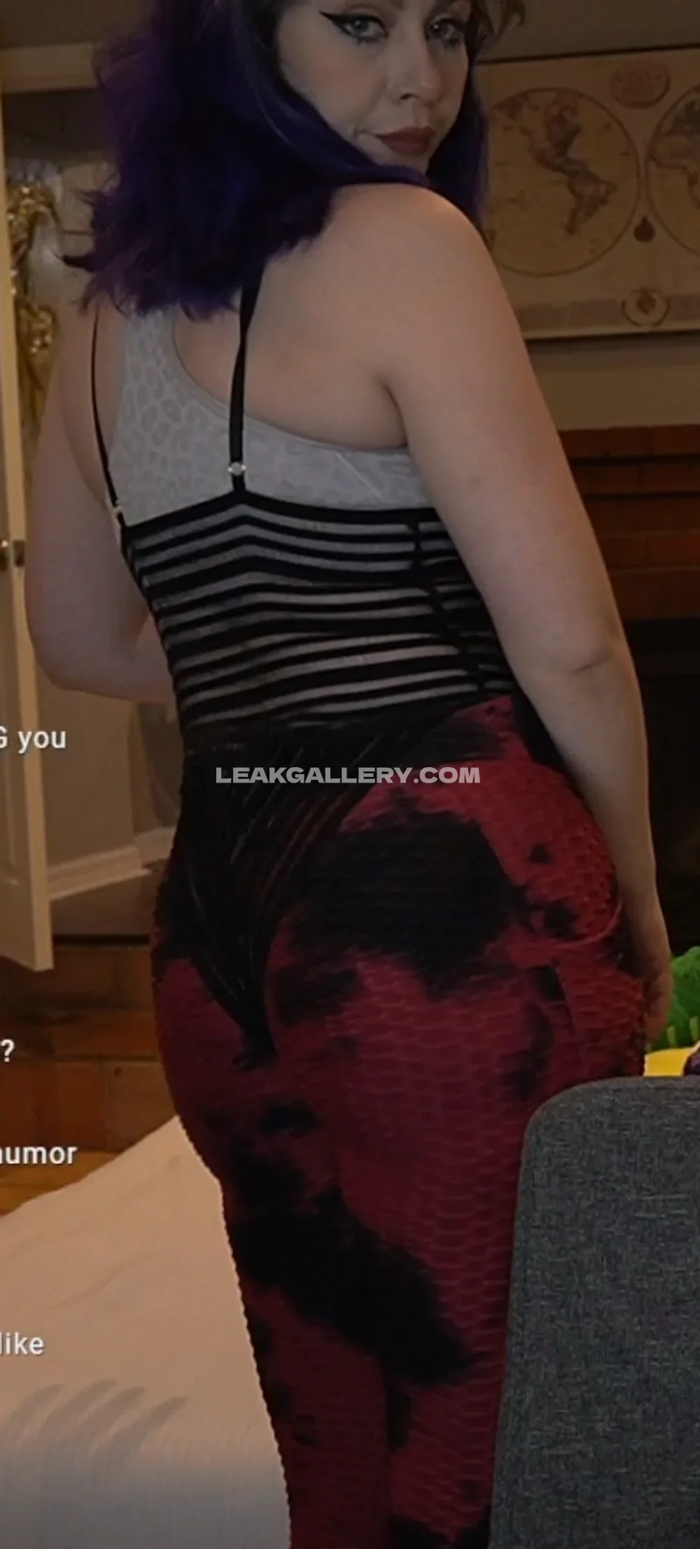 Justaminx Purple Hair Striped Bodysuit OnlyFans Photo Leaked