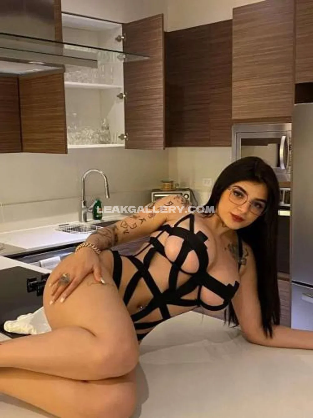 Karelyruizoficial Black Strappy Bodysuit Pose OnlyFans Photo Leaked