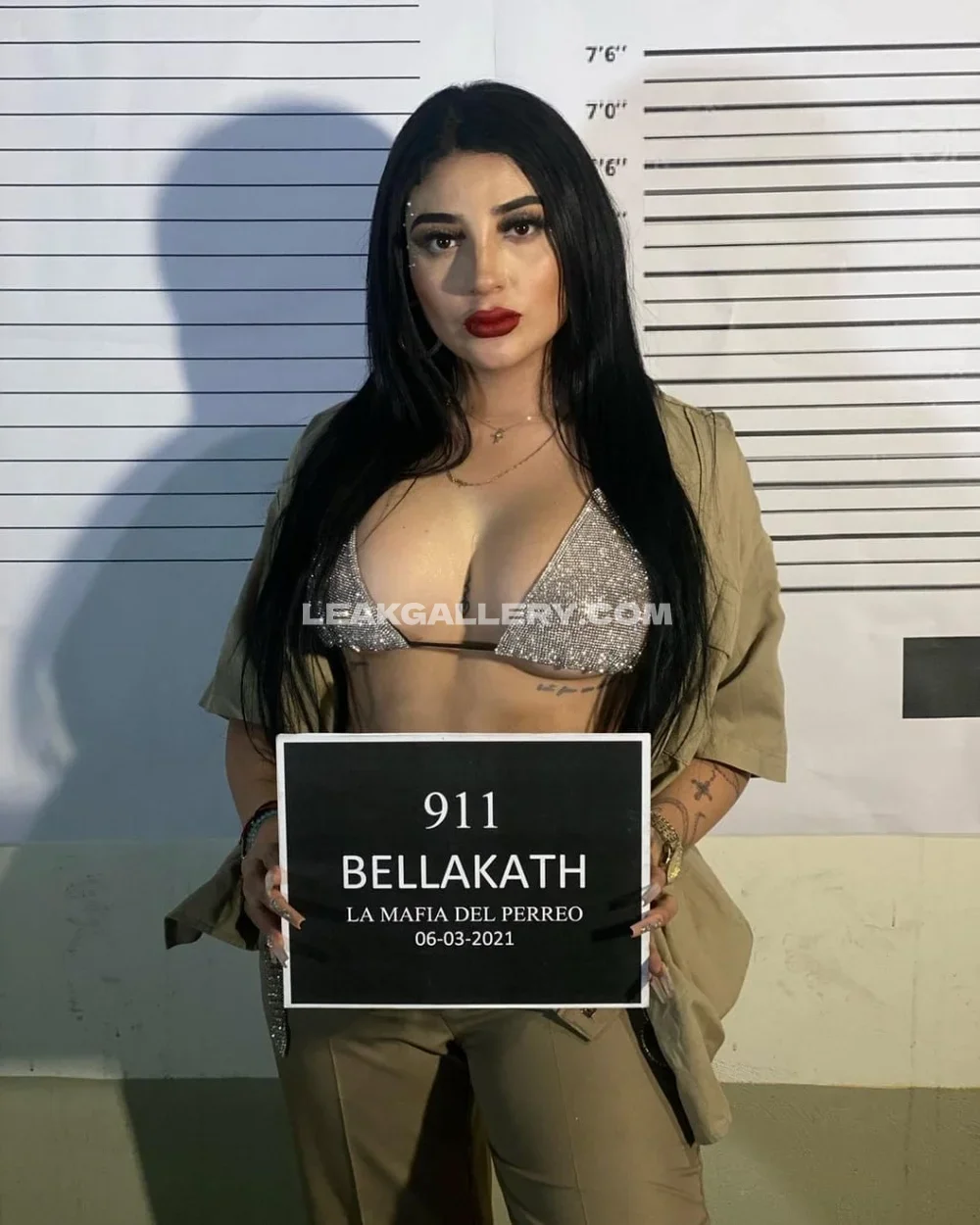 Katherinnehuerta Sparkly Bra Mugshot Pose OnlyFans Photo Leaked