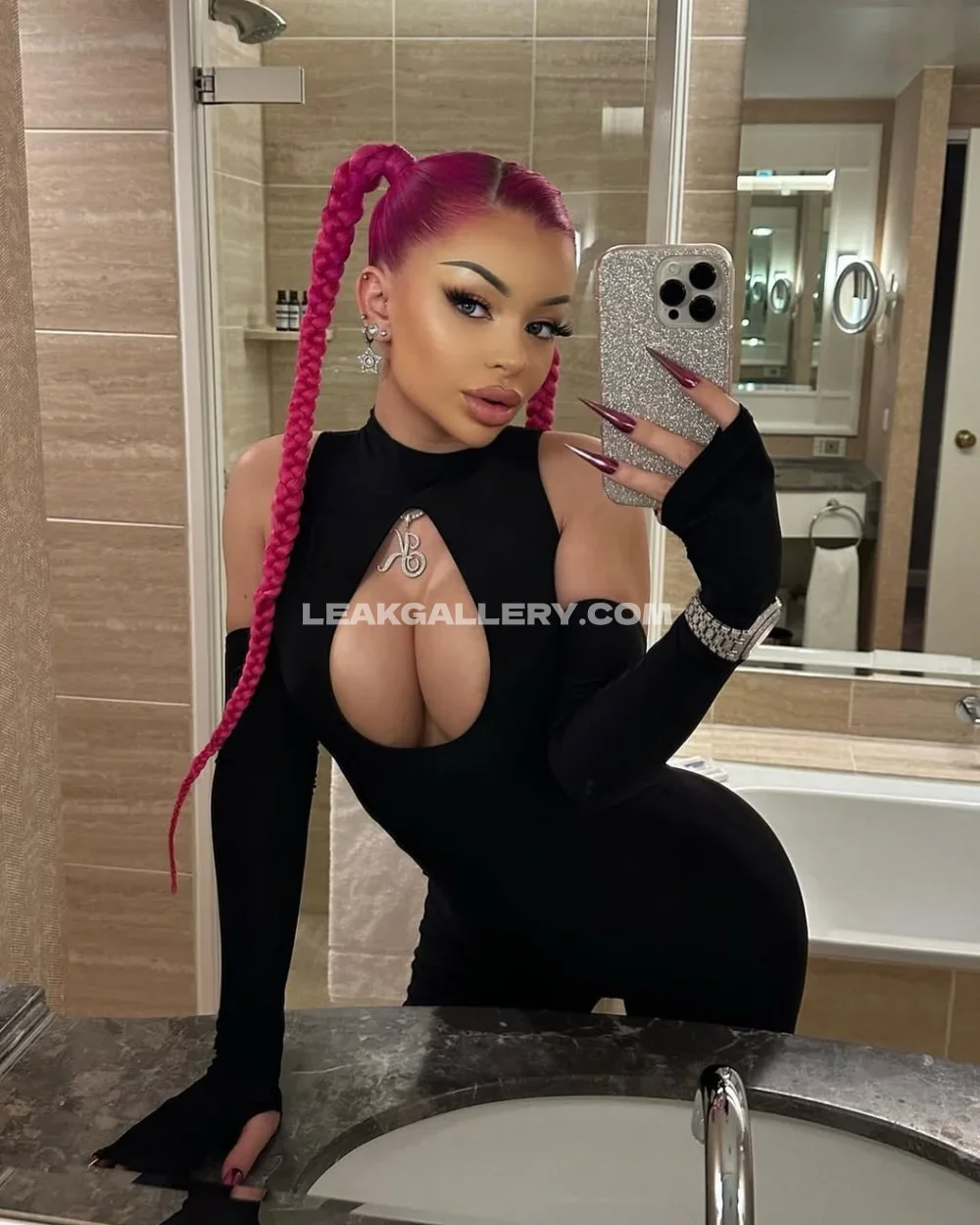 Katja Krasavice Pink Hair Mirror Selfie OnlyFans Photo Leaked