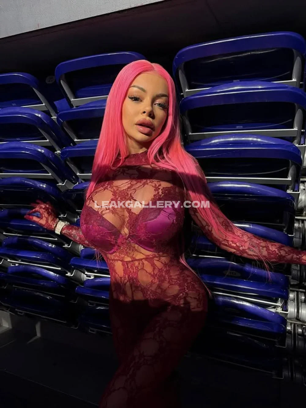 Katja Krasavice Pink Hair Lace Bodysuit OnlyFans Photo Leaked