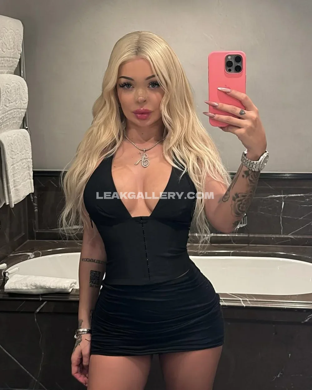 Katja Krasavice Black Dress Mirror Selfie OnlyFans Photo Leaked