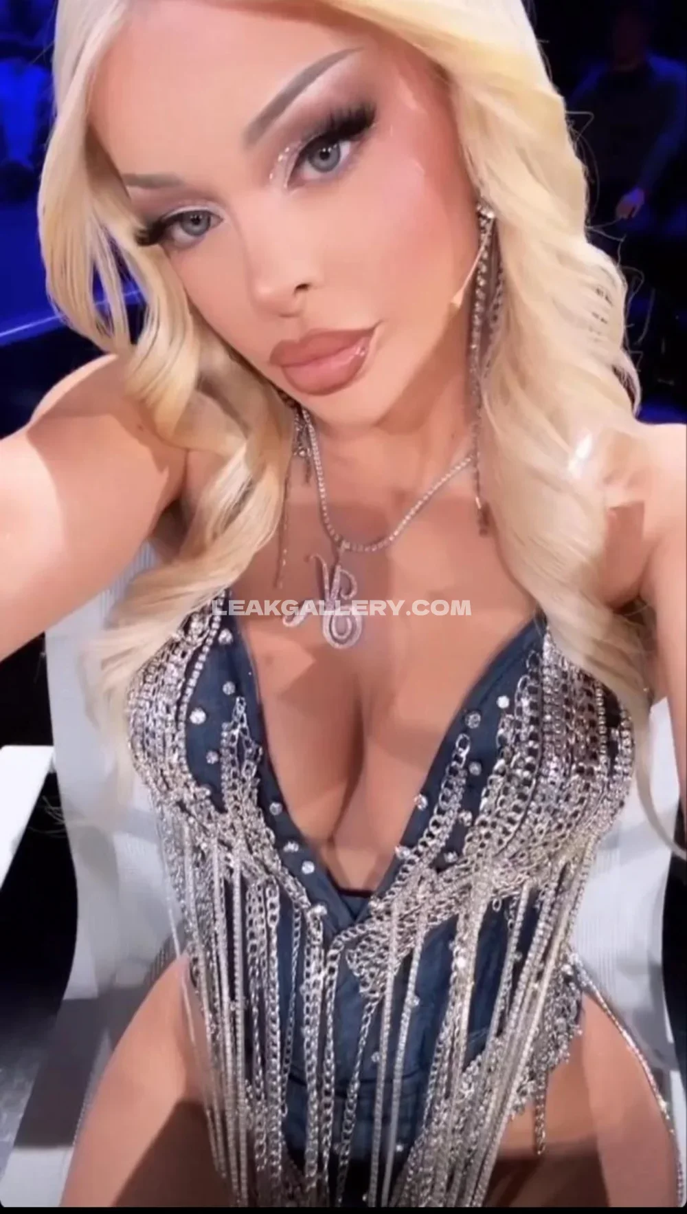 Katja Krasavice Sparkly Chain Bodysuit Pose OnlyFans Photo Leaked