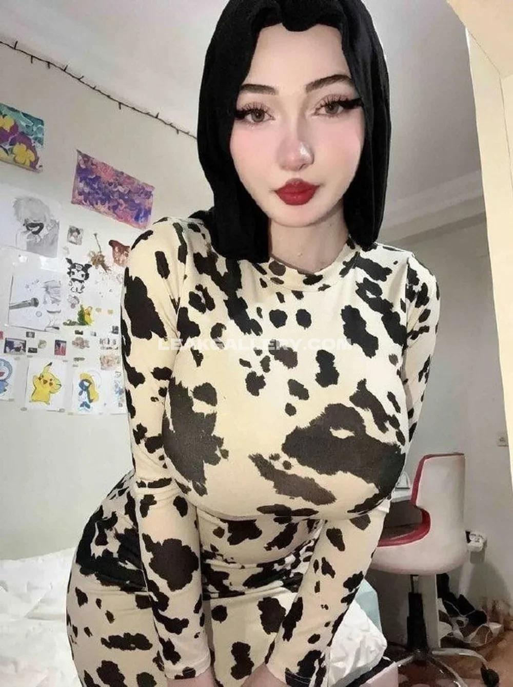 Zelal Cow Print Bodysuit Pose OnlyFans Photo Leaked