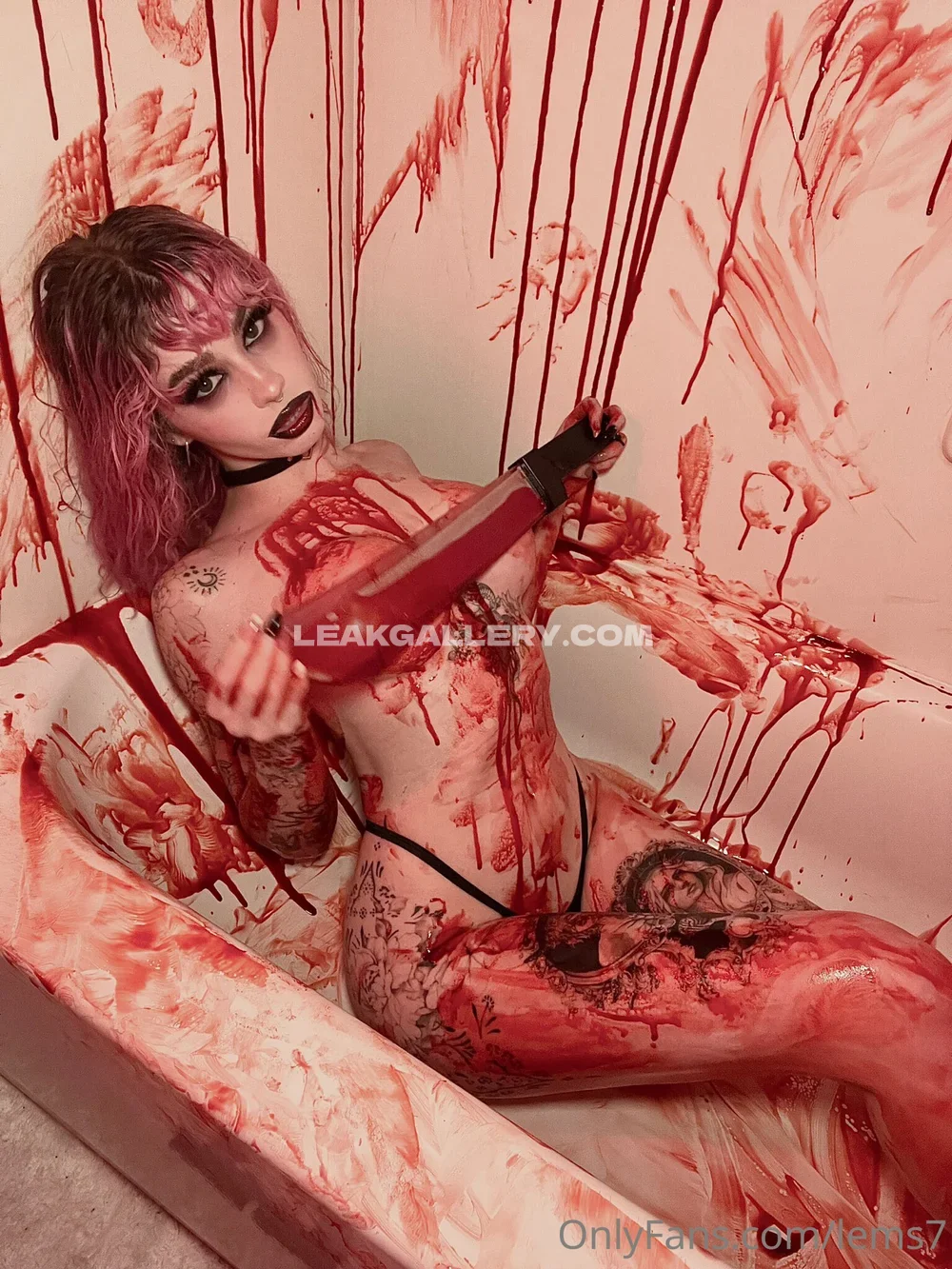 Lems7 Bloody Bathtub Horror Scene OnlyFans Photo Leaked