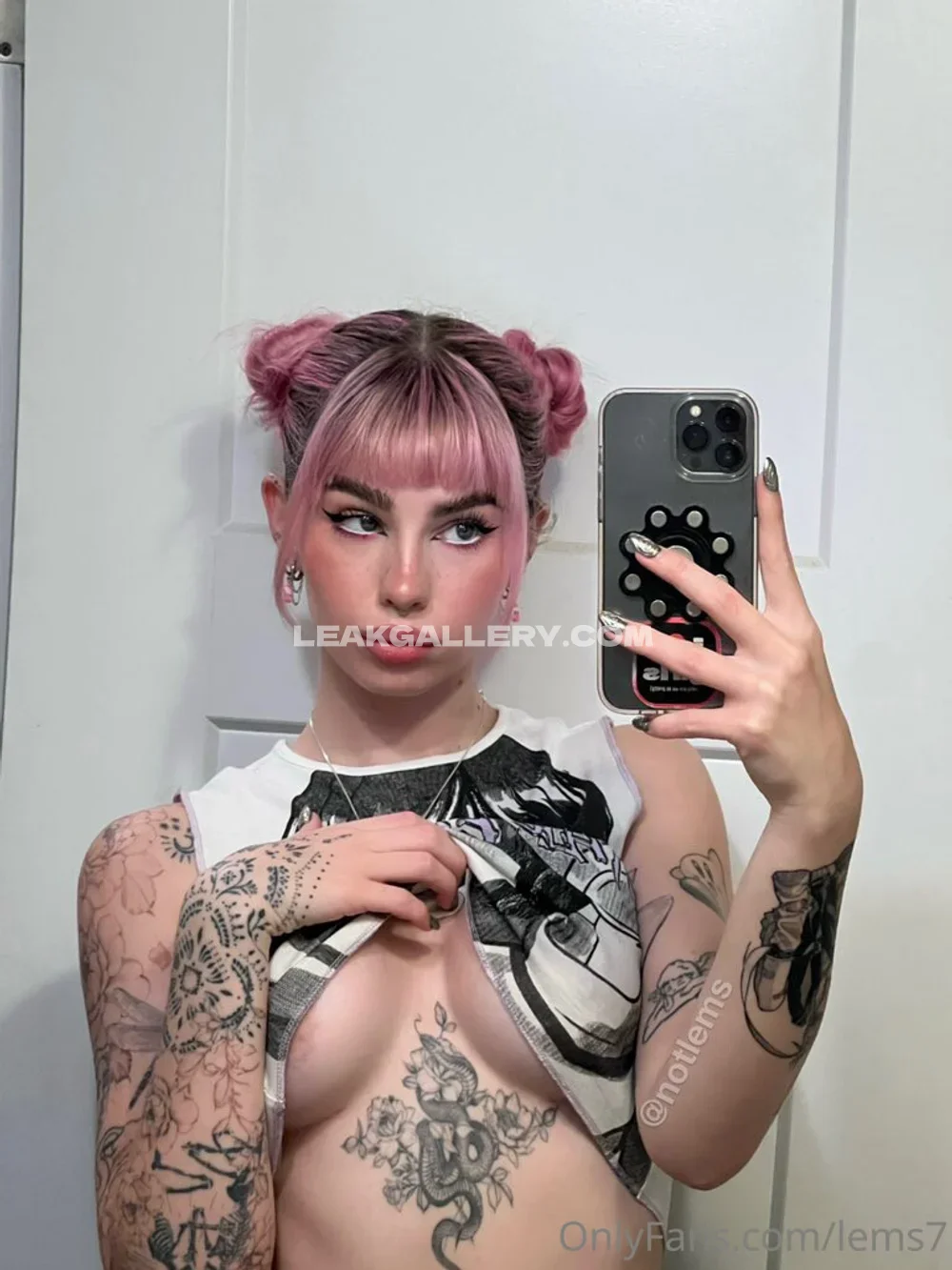Lems7 Pink Hair Mirror Selfie OnlyFans Photo Leaked