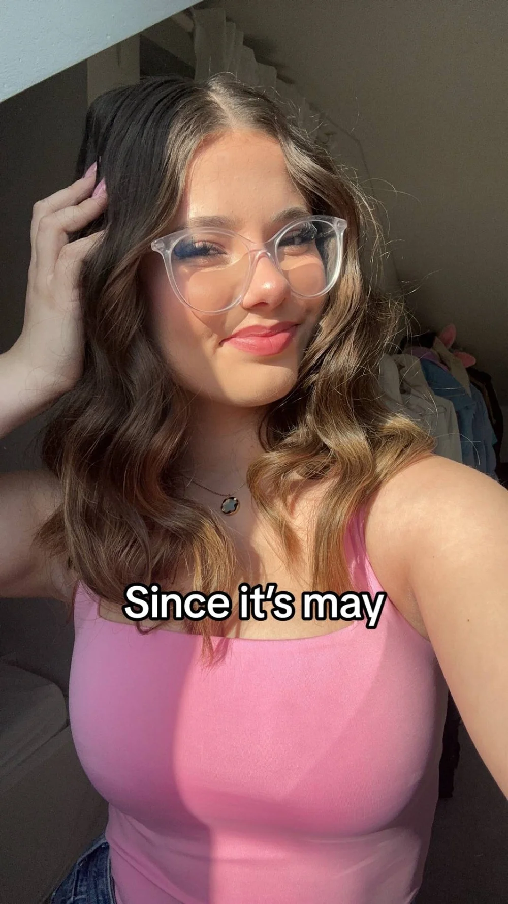 Lilou Secret Pink Top Selfie Pose OnlyFans Photo Leaked