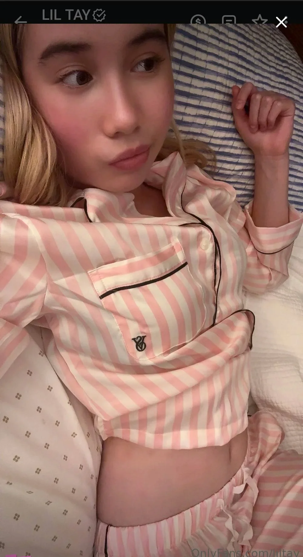 Liltay Pink Striped Pajama Tease OnlyFans Photo Leaked