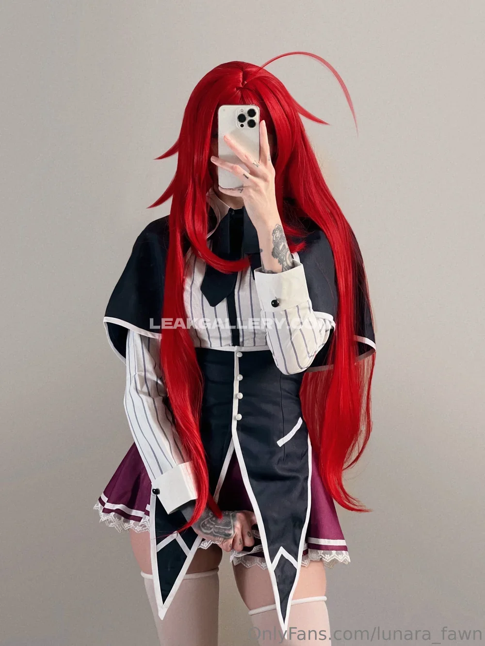 Lunara_fawn Red Wig Schoolgirl Cosplay OnlyFans Photo Leaked