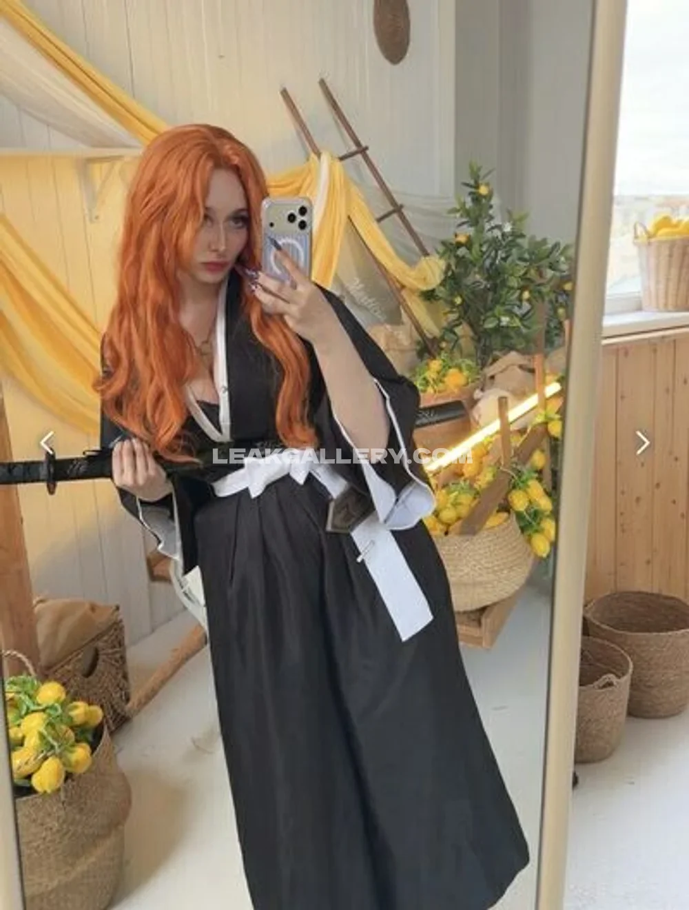 Mia_green_tea Orange Wig Samurai Cosplay OnlyFans Photo Leaked