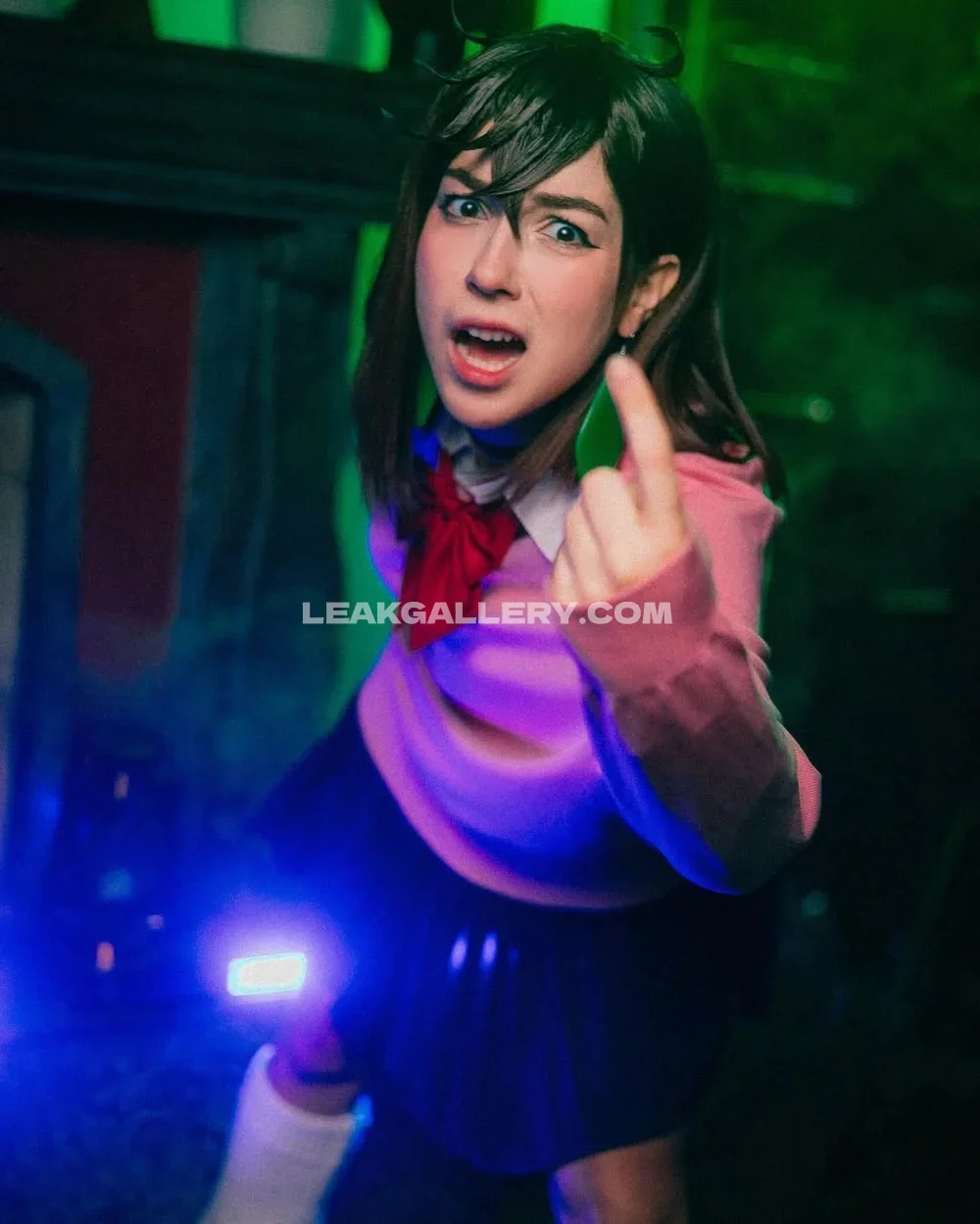 Nerokoi Schoolgirl Costume Middle Finger OnlyFans Photo Leaked