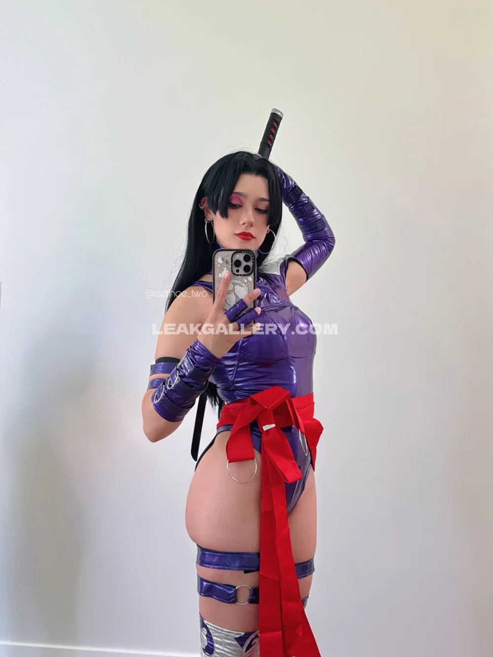 _nineiota Purple Latex Ninja Cosplay OnlyFans Photo Leaked