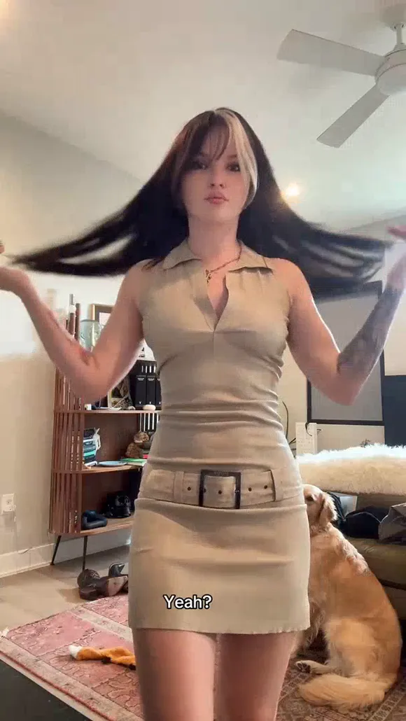 Peachjars Beige Dress Hair Flip OnlyFans Video Leaked