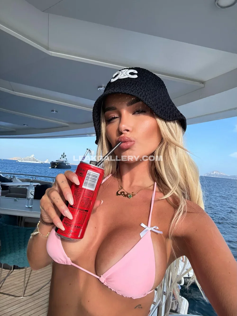 Phoebeisobelx Pink Bikini Sipping Drink OnlyFans Photo Leaked