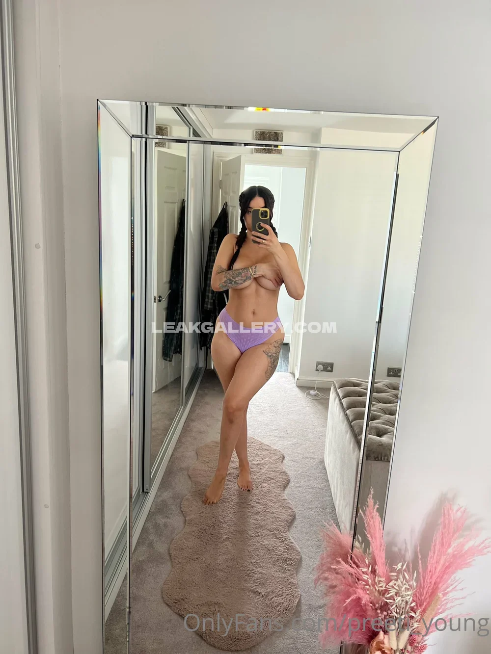 Preeti_young Mirror Selfie In Purple Thong OnlyFans Photo Leaked