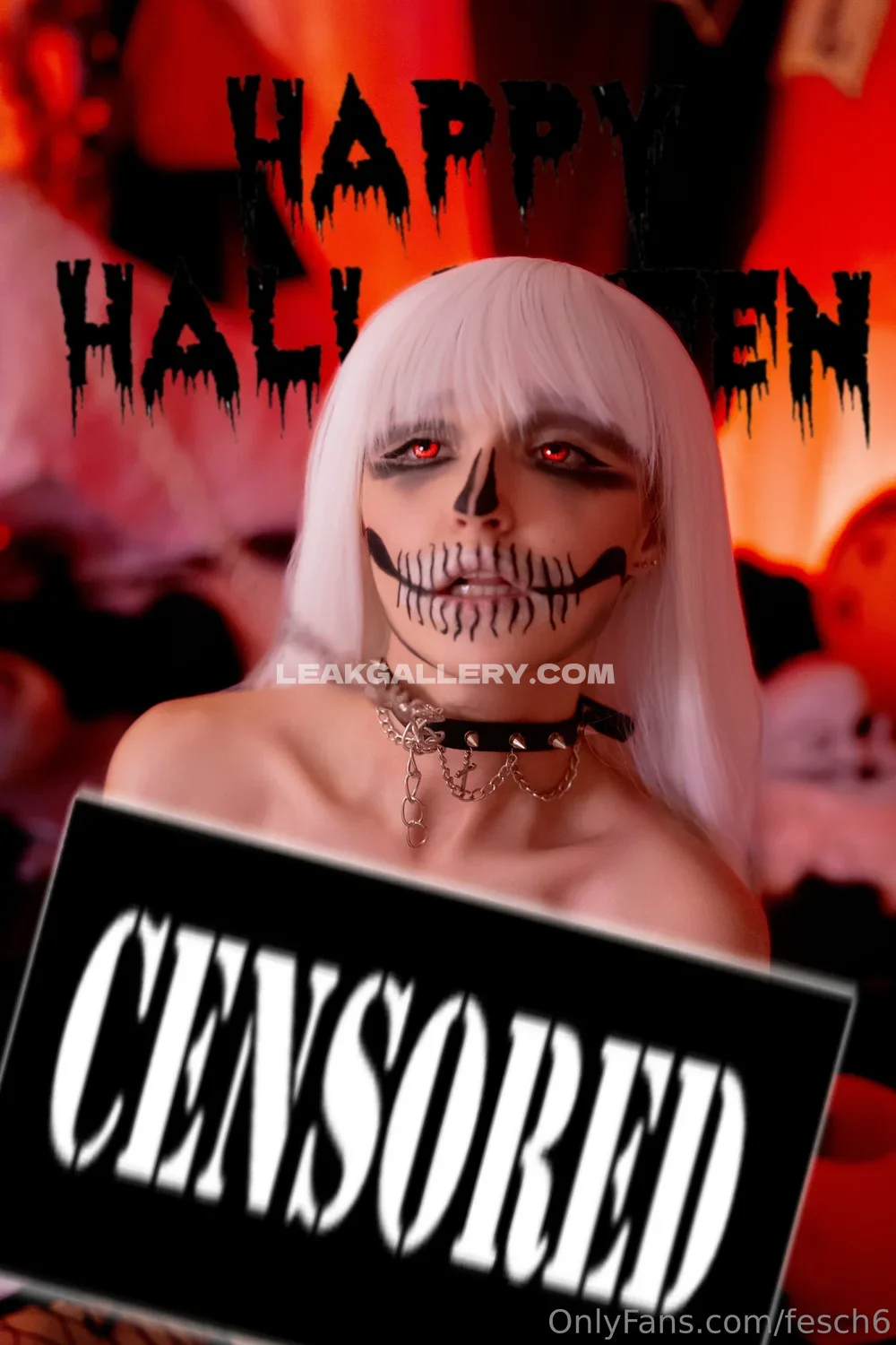 Queenfesch6 Skeleton Makeup Halloween OnlyFans Photo Leaked