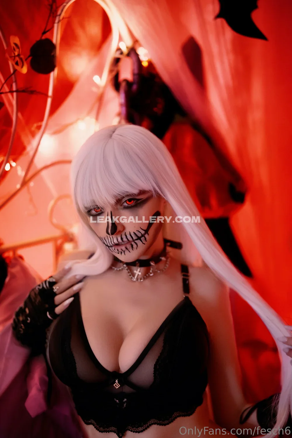Queenfesch6 Skeleton Makeup Tease OnlyFans Photo Leaked