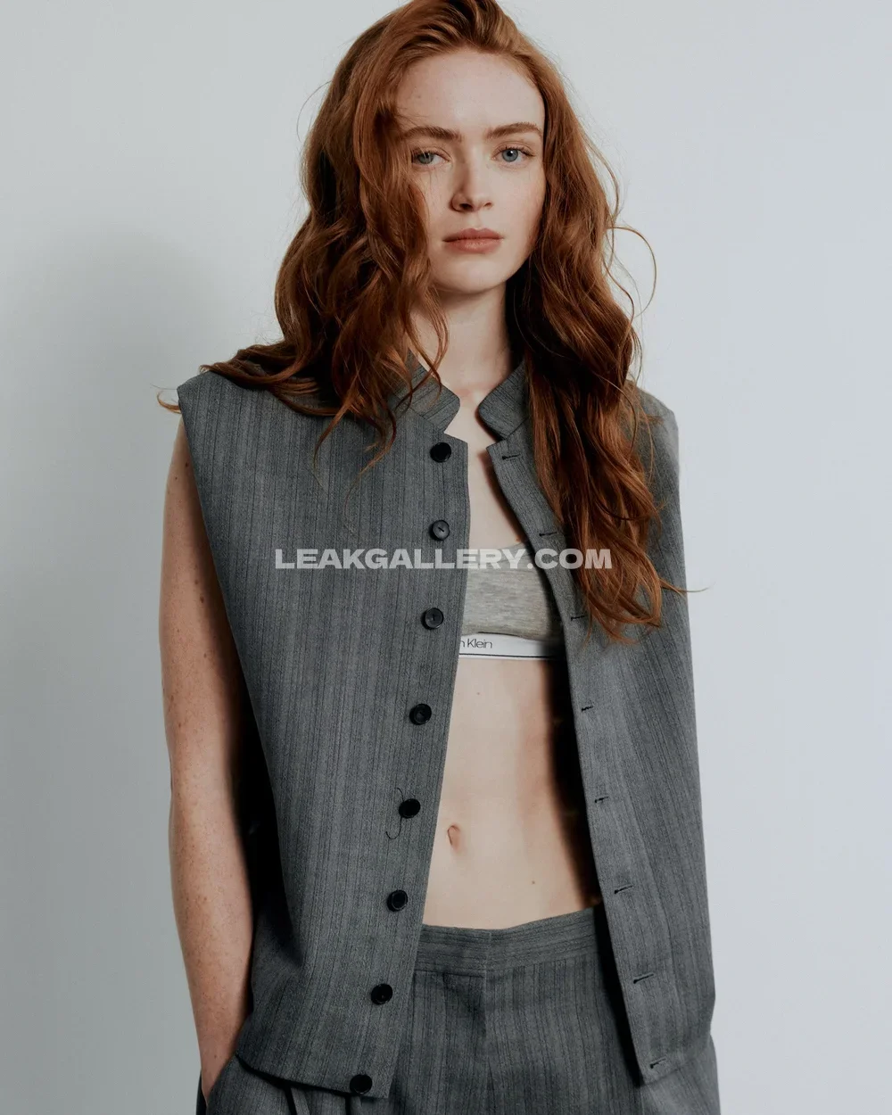 Sadie Sink Grey Suit Vest Tease OnlyFans Photo Leaked