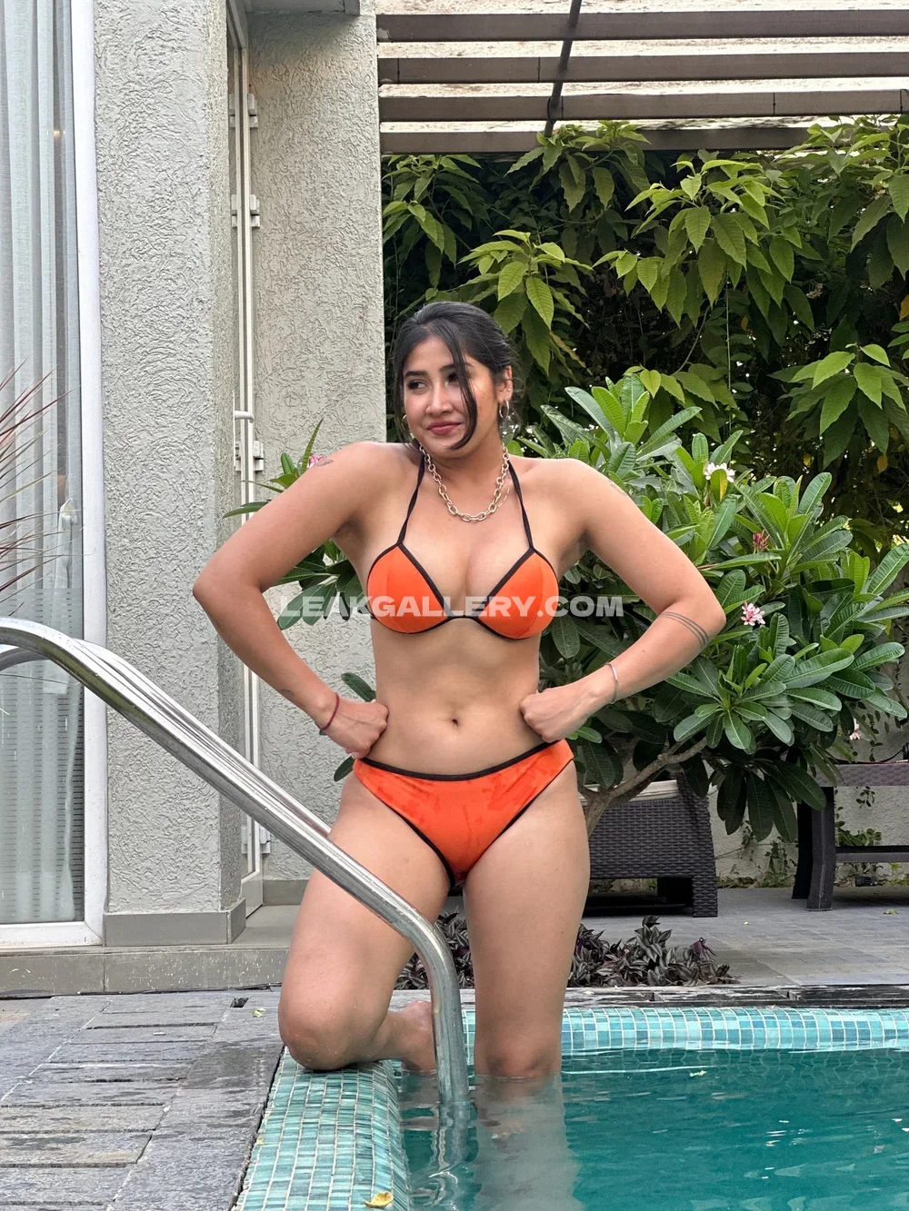 Sofia9__official Orange Bikini Pool Pose OnlyFans Photo Leaked