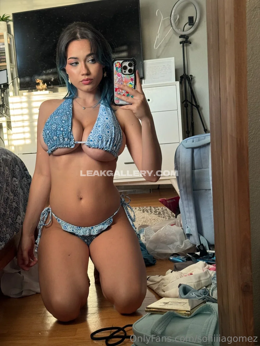 Sofia Gomez Blue Bikini Mirror Selfie OnlyFans Photo Leaked