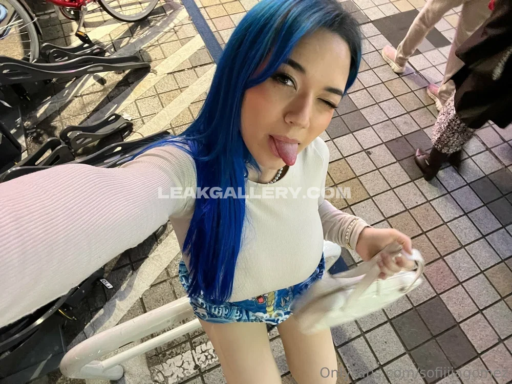 Sofia Gomez Blue Hair Tongue Out OnlyFans Photo Leaked